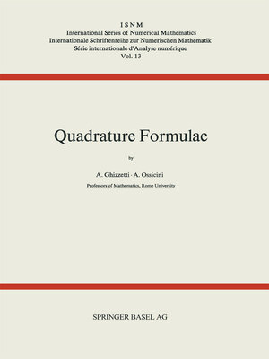 cover image of Quadrature Formulae